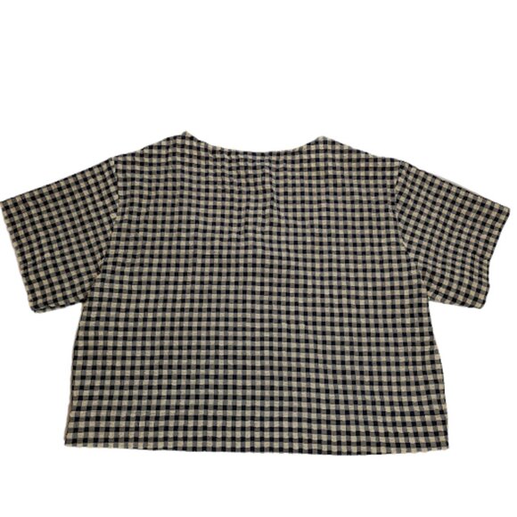VRG GRL black-and-cream gingham tie-front boxy blouse, Size S - Picture 6 of 11